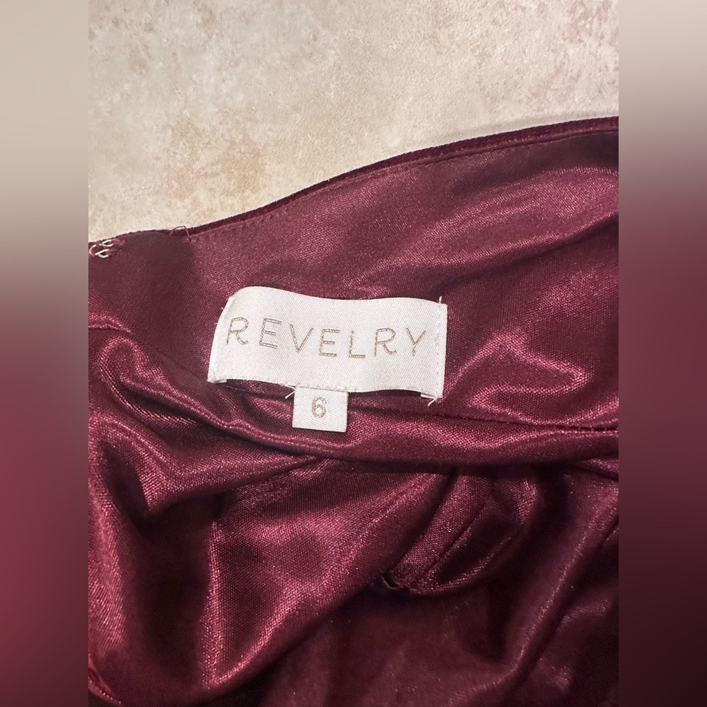 Revelry Deep Burgundy Velvet Cross Back Gown - Picture 4 of 4